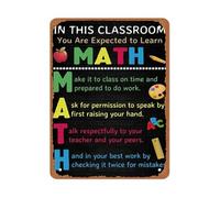 LLBOGRGGN Math Class Expectations Sign Metal In This Class You Are Expected To Learn in Chalkboard Typography 8 X 12 in