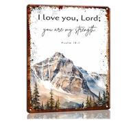 LLBOGRGGN Metal Sign Psalm 18 1 I Love You Lord Devotion Reminder Clean Layout Design Classic Tin Art for Sunroom Hallway 8 X 12 inch
