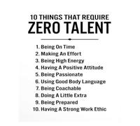LLBOGRGGN Motivational Office Decor, 10 Zero Talent Things Poster, Inspirational Wall-Art for Workplace, Classroom, Home Gym, Leadership & Teamwork Print(Framed,16x24inch(40x60cm))
