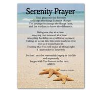 LLBOGRGGN Nautical Serenity Print, Christian Wall-Art with Starfish and Scripture, Beach Theme Prayer Decor for Living Room, Bathroom, Office, Comforting Gift(Framed,16x24inch(40x60cm))