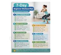 LLBOGRGGN One W eginner Workout Plan Poster No Equipment Needed Fitness Chart Exercise Schedule Wall-Art for Apartment(Unframed,08x12inch(20x30cm))
