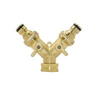 LLBOGRGGN Pipe Fittings Brass 3/4" Threaded Y Irrigation Valve Manifold 5/8" Copper 2-Way Garden Faucet Quick Connector 1 Set (Color : B)