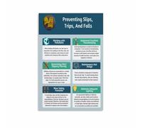 LLBOGRGGN Prevent Workplace Accidents Poster Slip Trip Fall Tips Visual Reminder for Warehouse Factory Office Decor(Framed,08x12inch(20x30cm))