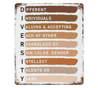 LLBOGRGGN Retro Diversity Inclusion Equality Vintage Tin Metal Sign Unity Wall-Art for Office Lounge Study Decor 8 X 12 Inch