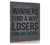 LLBOGRGGN Retro Winning Mindset Tin Sign Losers Find An Excuse For Man Cave Garage Basement Workshop 8 X 12 inch