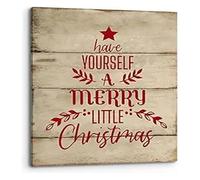 LLBOGRGGN Rustic Red Christmas Tree Christmas Canvas Wall-Art Have Yourself a Merry Little Christmas Print Canvas Painting for Home Room Bedroom Nursery Decor(Framed,12x18inch(30x45cm))