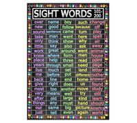 LLBOGRGGN Second Grade Sight Words Poster 101-200, Learning Chart for Fluency Reading, Classroom Decor & Teacher Resources for 1st 2nd 3rd Grade Students(Framed,16x24inch(40x60cm))