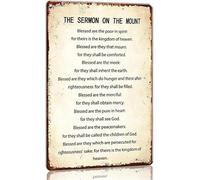 LLBOGRGGN Sermon on the Metal Wall-Art Matthew Chapter 5 Bible Lesson Distressed Finish Design Vintage Tin Sign for Reading Nook Den Bathroom 8 X 12 inch