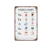 LLBOGRGGN Spelling Help Vowel Metal Sign Teams Digraphs Long Short Sound Reference for Writing Practice Homework Station Desk Area Art 8 X 12 inch