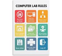 LLBOGRGGN Technology Classroom Rules Poster - Computer Guidelines and Acceptable Use Policy Wall-Art(Unframed,12x18inch(30x45cm))