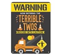 LLBOGRGGN Terrible Twos Nursery Decor Metal Tin Sign Vintage Funny Saying Rustic Wall-Art for Boy Girl First Birthday 8 X 12 inch