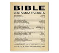LLBOGRGGN Vintage Bible Emergency Numbers Print - Inspirational Christian Wall-Art for Home & Office, Uplifting Faith Decor with Key Scripture Verses, Gift for Believers(Framed,12x18inch(30x45cm))