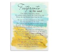 LLBOGRGGN Vintage Footprints in The Sand Canvas Art Modern Wall Decor for Office Study Room Print Gift for Christians Inspirational Poem(Framed,16x24inch(40x60cm))