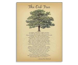 LLBOGRGGN Vintage Style The Oak Tree Poem Inspirational Quotes Canvas Wall-Art for Study Room Office Gift(Framed,12x18inch(30x45cm))