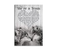 LLBOGRGGN Wolf We're A Team Wall-Art - Inspirational Quote Poster Canvas Print, Motivational Teamwork Decor for Office Man Cave(Framed,08X12inch(20X30cm))