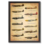 LLBOGRGGN World War II Aircraft Poster, Vintage Wall-Art for History Lovers, Living Room & Man Cave Decor(Unframed,12x18inch(30x45cm))