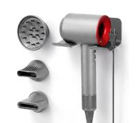 LLCS® Support universel compatible avec sèche-cheveux - Sans perçage - Support mural compatible avec Supersonic - Alliage d'aluminium - Gestion des câbles (rangement à 3 buses)