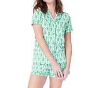 LLECDASEUI Ensemble pyjama 2 pièces Y2k pour femme avec short boutonné et short en forme de singe Roller Dupes Rabbit Preppy Loungewear (Vert,M)