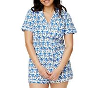 LLECDASEUI Ensemble pyjama 2 pièces Y2k pour femme avec short boutonné et short en forme de singe Roller Dupes Rabbit Preppy Loungewear (Bleu,S)