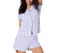 LLECDASEUI Ensemble pyjama 2 pièces Y2k pour femme avec short boutonné et short en forme de singe Roller Dupes Rabbit Preppy Loungewear (Ciel,M)