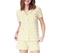 LLECDASEUI Ensemble pyjama 2 pièces Y2k pour femme avec short boutonné et short en forme de singe Roller Dupes Rabbit Preppy Loungewear (Jaune,M)