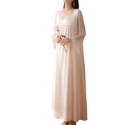 LLECDASEUI Femmes Palais victorien Manches longues Chemises de nuit Maxi Vintage Dentelle brodée Chemise de nuit Douce princesse Pyjama (Rose,M)