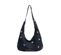 LLECDASEUI Sac à bandoulière en jean ou sac à bandoulière décontracté rétro esthétique mignon léger pour le travail quotidien et les voyages, Noir , One Size