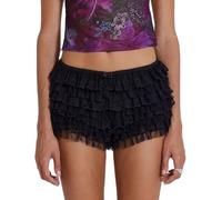 LLECDASEUI Shorts superposés à volants en dentelle lolita pour femmes y2k fée bloomers à plusieurs niveaux fête de la citrouille festival shorts pour garçons jupons (Noir,S)