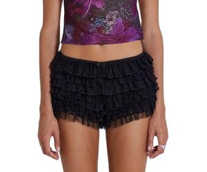 LLECDASEUI Shorts superposés à volants en dentelle lolita pour femmes y2k fée bloomers à plusieurs niveaux fête de la citrouille festival shorts pour garçons jupons (Noir,S)