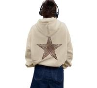 LLECDASEUI Sweat à capuche étoile léopard guépard pour femme imprimé graphique polaire y2k sweat à capuche surdimensionné (Kaki,S)