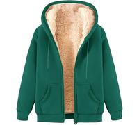 LLECDASEUI Sweats à Capuche Pour Hommes Poids Lourd Sweatshirt En Polaire - Fermeture éclair épaisse Sherpa Doublé Vestes D'hiver Avec Poches (Vert,4XL)