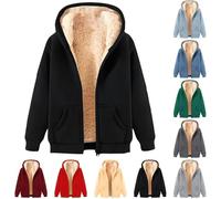 LLECDASEUI Sweats à Capuche Pour Hommes Poids Lourd Sweatshirt En Polaire - Fermeture éclair épaisse Sherpa Doublé Vestes D'hiver Avec Poches (Noir,XL)