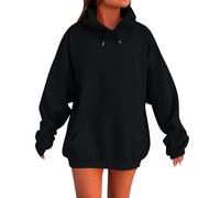 LLECDASEUI Sweats à Capuche surdimensionnés pour Femmes Sweats Mignons Pull à Capuche en Molleton Hauts Pulls décontractés Confortables Tenues de Mode vêtements (Noir,TTG)