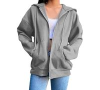 LLECDASEUI Sweats à Capuche zippés pour Femmes avec Poches décontractés surdimensionnés à Manches Longues Sweats légers 2025 Tenues d'automne vêtements (Gris,TG)