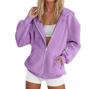LLECDASEUI Sweats à Capuche zippés surdimensionnés pour Femmes Sweats Mignons Pulls à Capuche en Molleton Hauts décontractés Confortables Tenues de Mode vêtements (Violet,TTG)