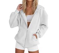 LLECDASEUI Sweats à Capuche zippés surdimensionnés pour Femmes Sweats Mignons Pulls à Capuche en Molleton Hauts décontractés Confortables Tenues de Mode vêtements (Blanc,TTG)