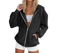 LLECDASEUI Sweats à Capuche zippés surdimensionnés pour Femmes Sweats Mignons Pulls à Capuche en Molleton Hauts décontractés Confortables Tenues de Mode vêtements (Noir,TTG)