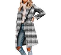 LLECDASEUI Womens Notched Lapel Collar Double Manteau D'hiver En Laine Mélangée Manteaux Longs Vestes (Pied-de-poule A,XL)