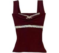 LLECDASEUI Y2k guépard Tops Emo Coquette Haut Court Grunge des années 2000 imprimé léopard Hauts à Bretelles Spaghetti (Rouge,S)