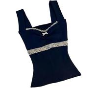 LLECDASEUI Y2k guépard Tops Emo Coquette Haut Court Grunge des années 2000 imprimé léopard Hauts à Bretelles Spaghetti (Bleu,S)