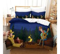 LLEERCFTY 3D, Imprimé Curious George Ensemble De Literie Microfibre Super Douce Et Respirante Housses De Couettes 3 Pièces avec Taies d'oreiller Single（140x200cm）