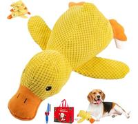 LLELEMAMO 2026 New Calming Duck Toy for Dogs, Calming Quack Duck Toys for Dogs Boredom, Soft Stuffed Pet Chew Toy, Bright Yellow Anxiety Dog Doll, for Indoor Puppy Small Dog (Yellow,L)