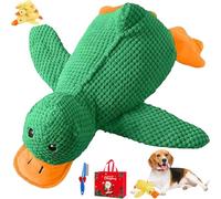 LLELEMAMO 2026 New Calming Duck Toy for Dogs, Calming Quack Duck Toys for Dogs Boredom, Soft Stuffed Pet Chew Toy, Bright Yellow Anxiety Dog Doll, for Indoor Puppy Small Dog (Green,L)
