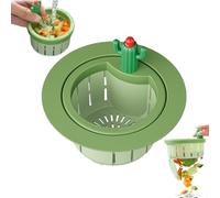 LLELEMAMO Cactus Kitchen Sink Drain Strainer, 2024 New Press Automatic Dumping Kitchen Sink Drain Strainer Basket, Home Use Kitchen Waste Collector Sink Filter Net Lifting Basket (Large-Green)