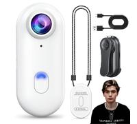 LLELEMAMO Go Snap Camera-4k Thumb Action Camera, Wearable Mini Body Camera with 360° Rotation Spring Clip, Hands-Free POV Recording for Bike Cycling, Pet, Vlogging, Underwater (White-1080)