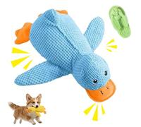 LLELEMAMO Jouet Canard Quack-Quack pour Chien, Peluche Interactive Couinante Apaisante pour Chien, Canard Jaune Doux Anti-Stress pour Petits Moyens Grands Chiens (Blue,Small)