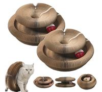 LLELEMAMO Kitty Kurlz, Kitty Kurlz Cats Toy, Foldable Cat Accordion Toy with Bell Balls and Track Adventure, Magic Organ Cat Scratcher Board for Indoor, Interactive Mental Physical Exercise (2pcs)
