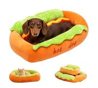 LLELEMAMO Panier pour Chien Hot Dog, Canapé Peluche Lavable pour Petits Chiens et Chats, Nid Douillet pour Teckel, Corgi, Chiot, Usage Intérieur (A 55 * 45 * 21cm)