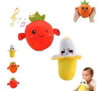LLELEMAMO Peluche Musicale Interactive, Poupée Tactile en Forme de Fruit avec 15 Modes Sonores, Jouet d'Éveil Sensoriel et d'apprentissage Précoce pour Bébé et Jeux en Famille (2pcs-c)