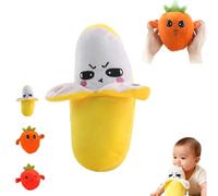 LLELEMAMO Peluche Musicale Interactive, Poupée Tactile en Forme de Fruit avec 15 Modes Sonores, Jouet d'Éveil Sensoriel et d'apprentissage Précoce pour Bébé et Jeux en Famille (Bananas)